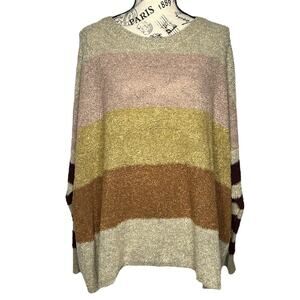 Active USA MEDIUM  Multicolor Colorblock Striped Textured Oversized Sweater